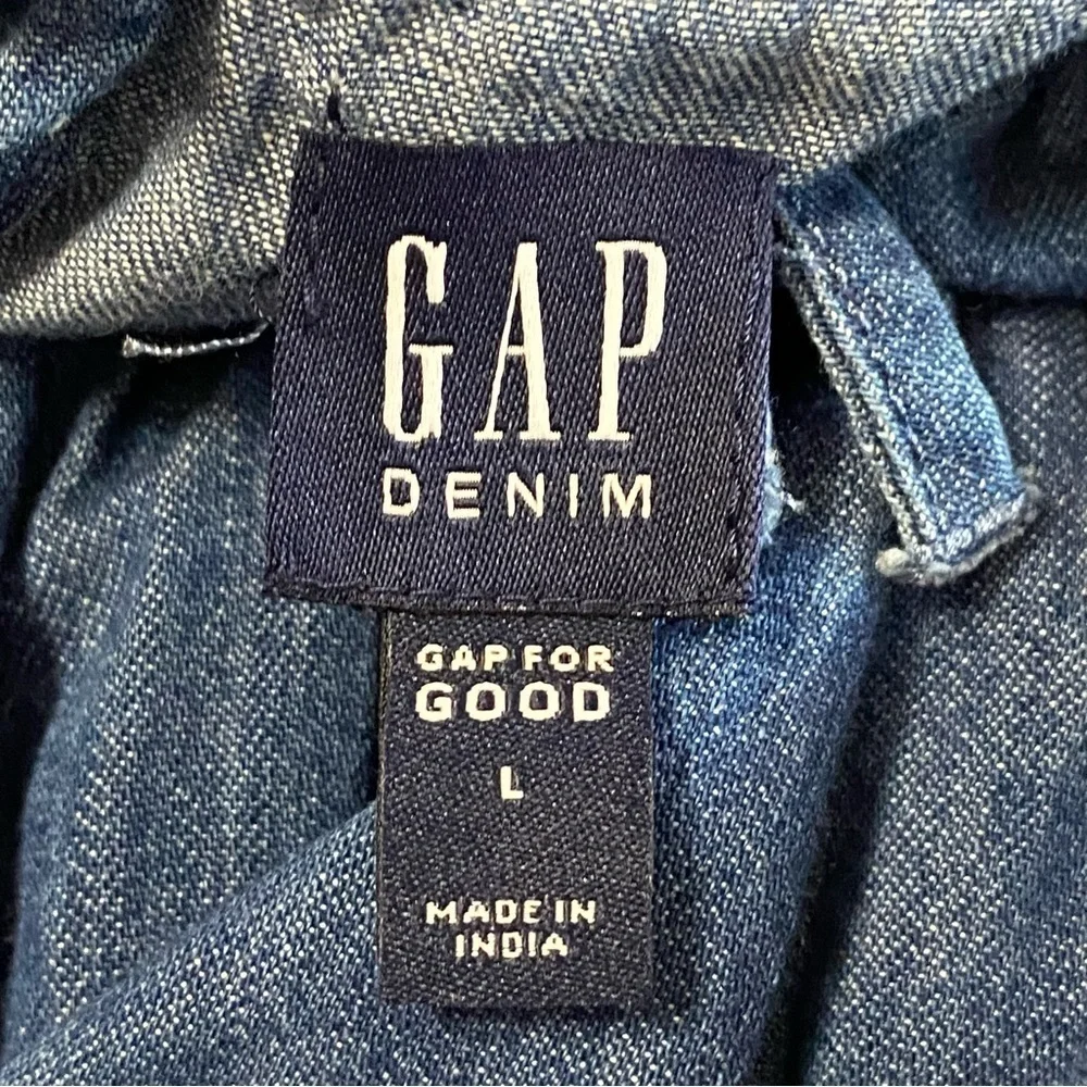 GAP / Girls Blue Denim Chambray Long Sleeve Dress Size L